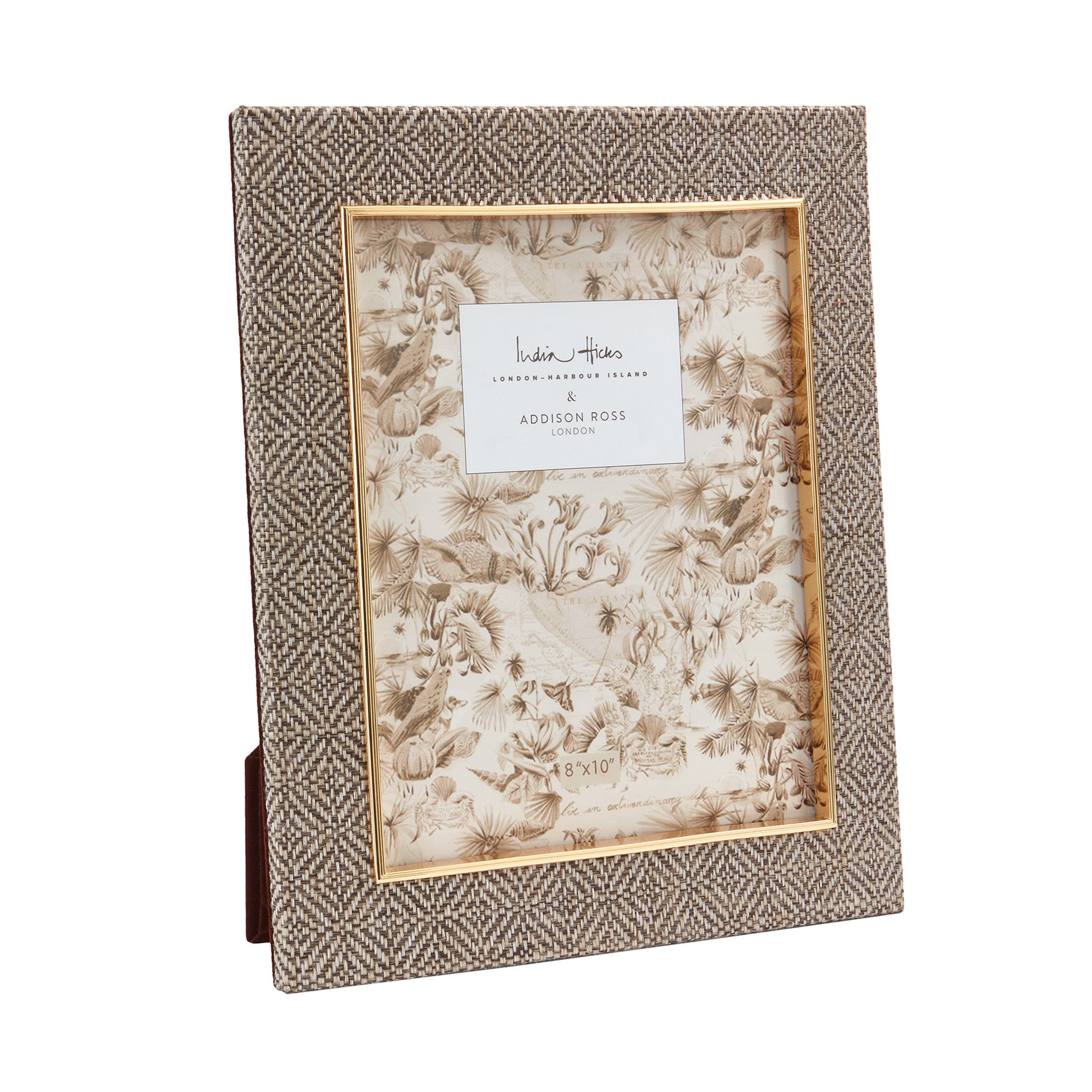 India Hicks Grey Geometric Fabric Photo Frame